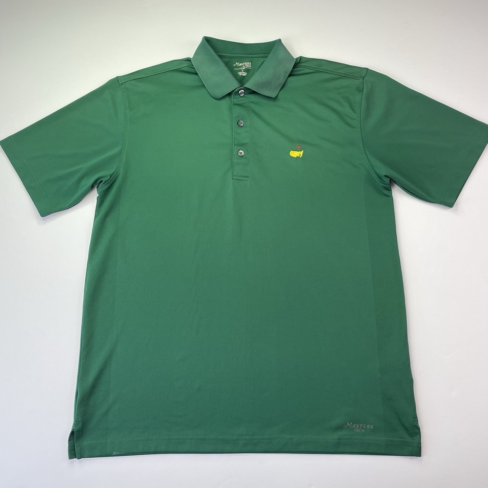 Masters Tech Polo Shirt Mens L Green Short Sleeve Performance Golf Solid Color